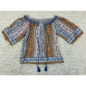 Oddy Pullover Boho Tunic Top Bell Sleeves Size M Cottagecore Farm Floral Peasant